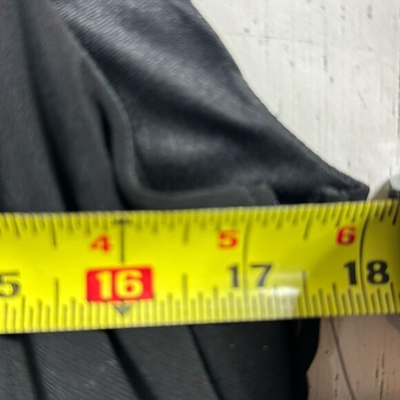 Sangria Black Sleeveless Sheer Babydoll Tie Front Embellished Stretch Midi Dress - Picture 15 of 16